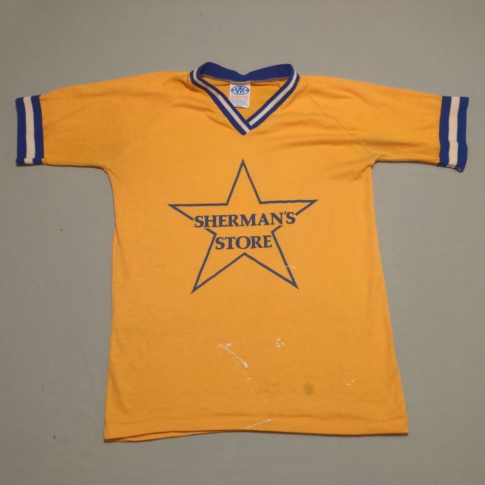 Vintage 70s Venus Athletic Wear Shermans Store Star Ringer Jersey Shirt Adult M